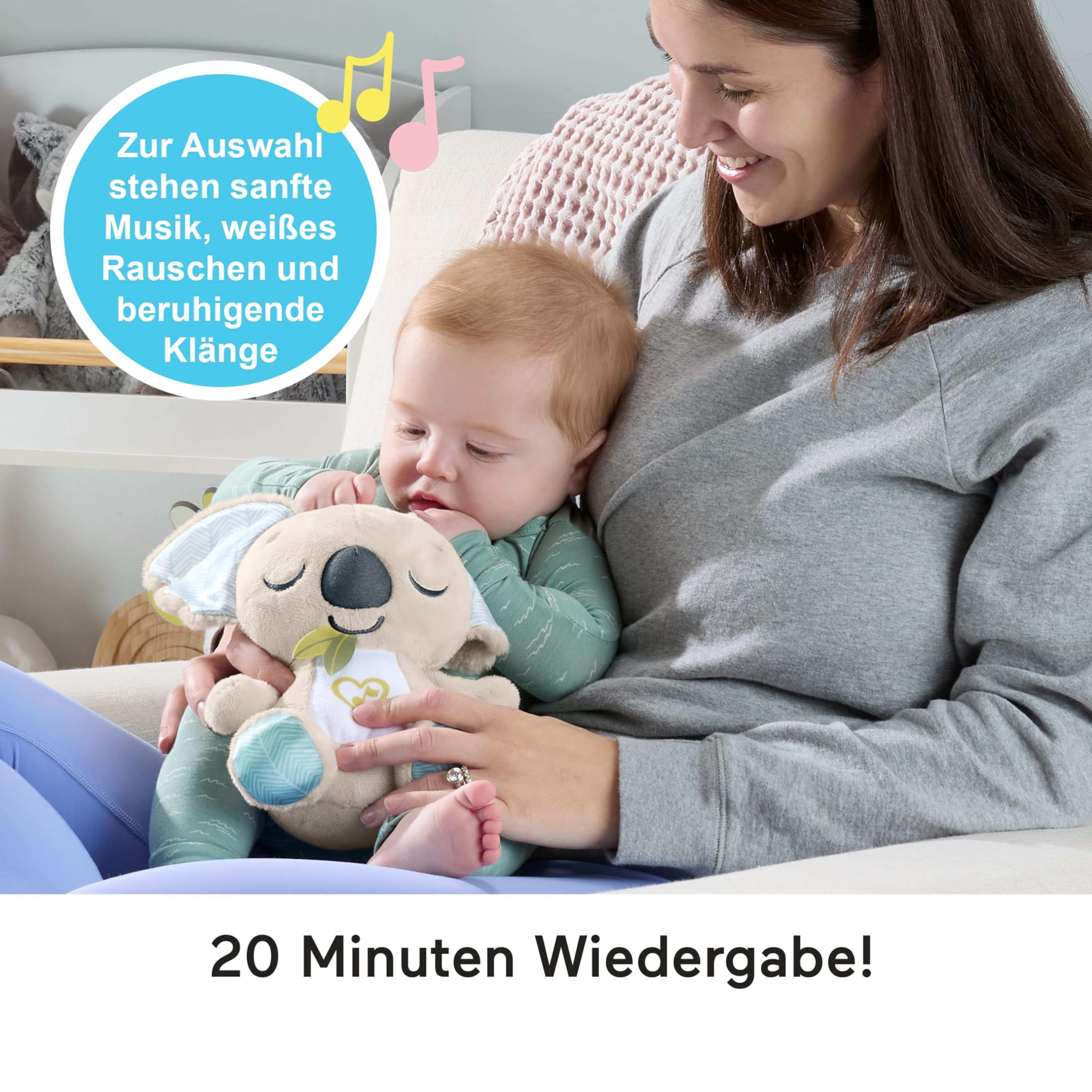 Fisher-Price Schlummer Häschen - tragbares Plüschspielzeug mit Musik und Licht für Neugeborene, Baby Spielzeug ab Geburt, Babyparty und Neugeborenen Geschenk, HXG97
